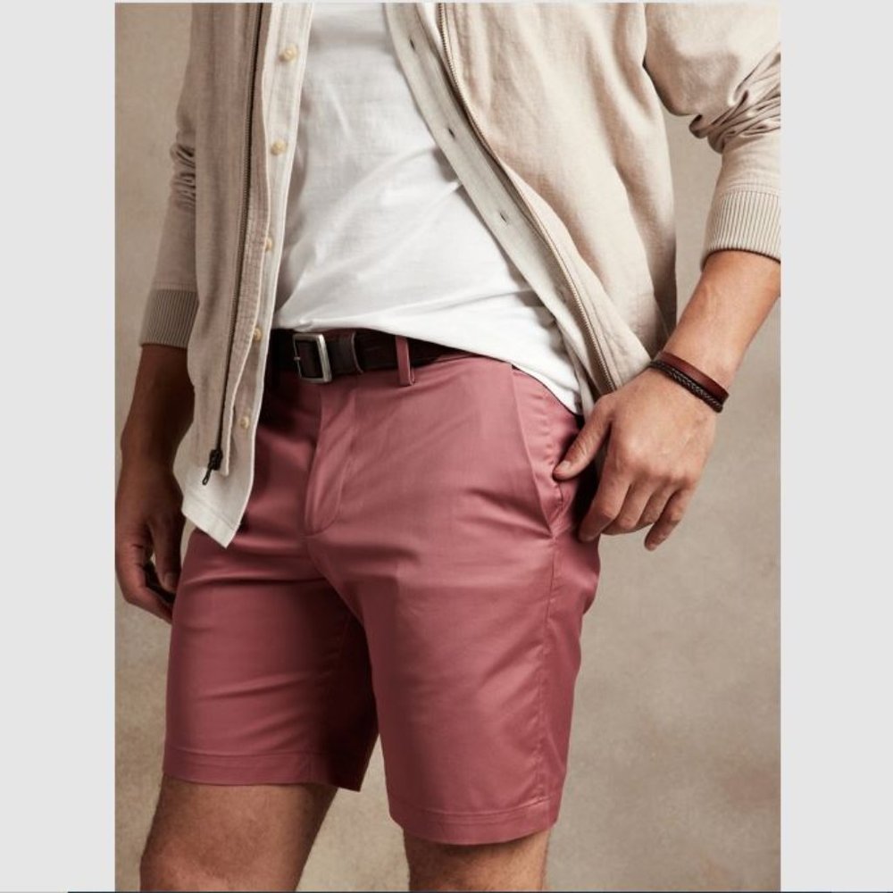 Banana Republic Factory 9" Core Temp Shorts Velvet Rose Waist 36 NWT